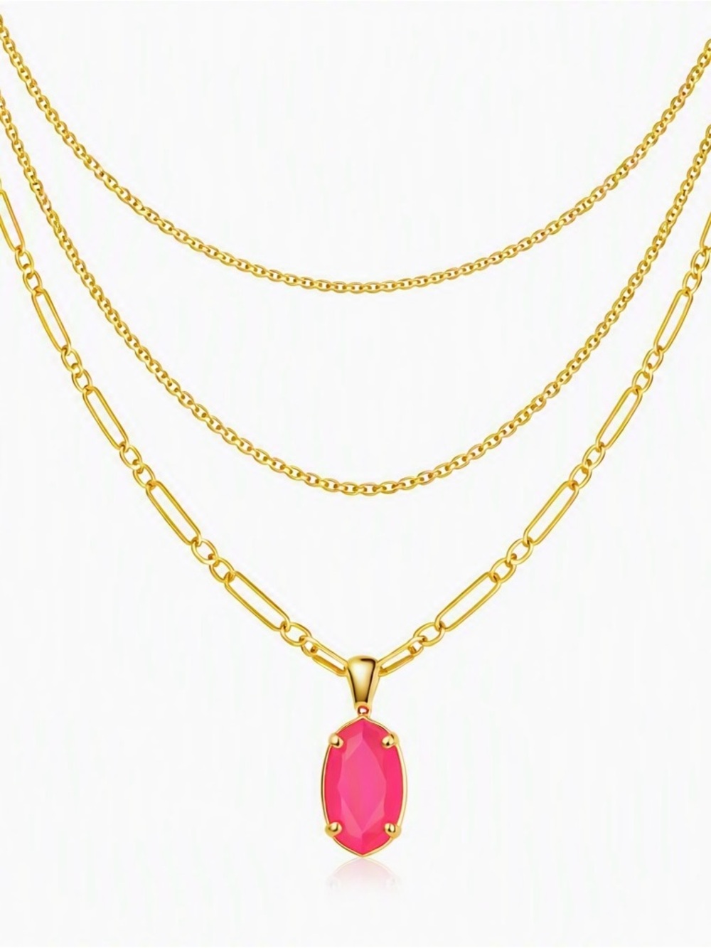 Kendra Scott Elisa necklace Triple gold charm n with hot pink pendant